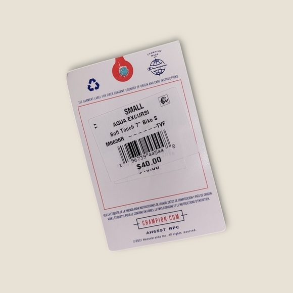 Champion Soft Touch 7" Biker Short in Aqua Excersion - Picture 3 of 3